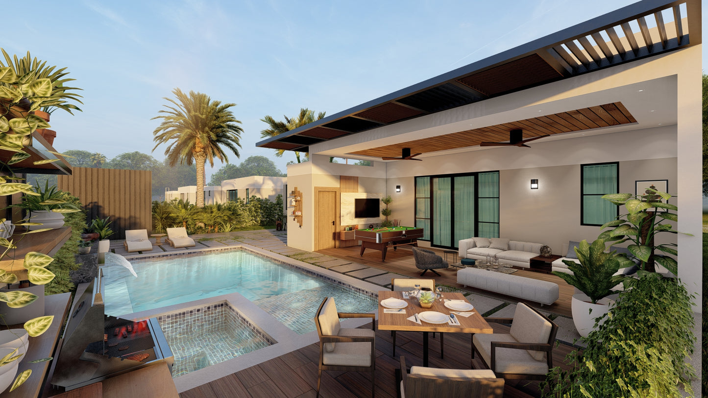 Escena Gama-Alta de Rendering 3D Exterior