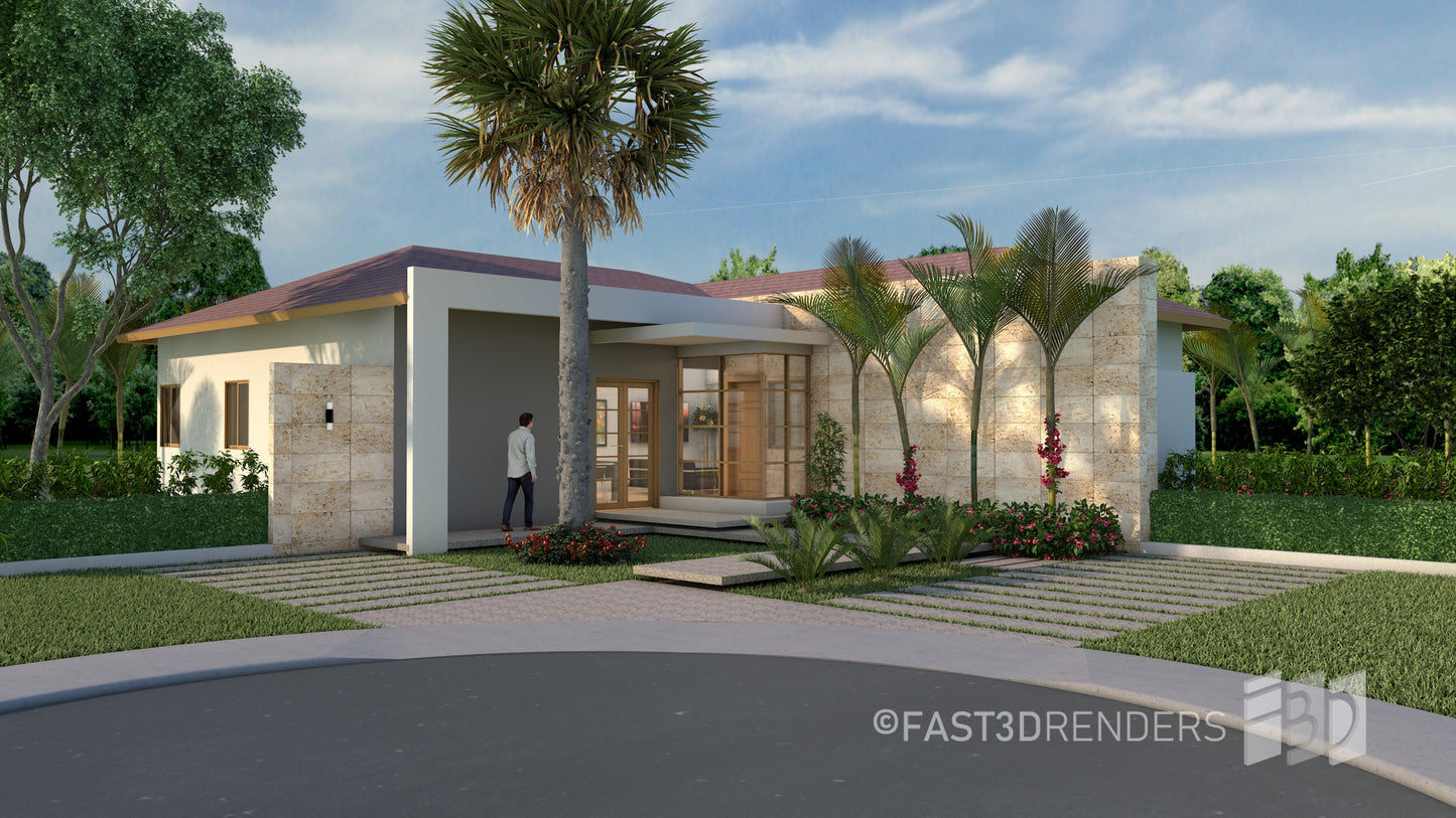 Escena Estándar de Rendering 3D Exterior