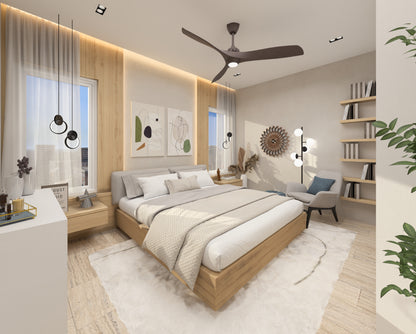 Renderizado 3D Interior de Dormitorio